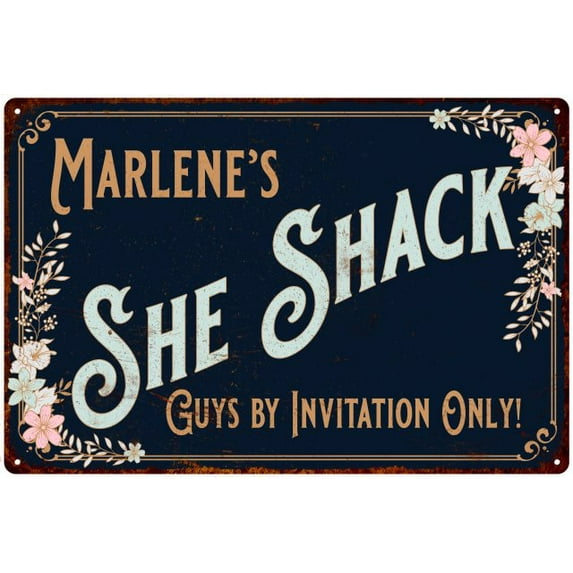 Marlene's SHE SHACK Sign Metal Wall Decor 8 x 12 High Gloss Metal 208120060243