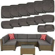 Kinbor 14 Piece Patio Cushion Covers Replacement, Outdoor Patio Wicker Sofa Washable Cushion Slipcovers with Zipper, Dark Gray