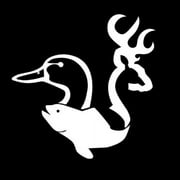Duck Buck Bass Vinyl Cut Decal With No Background | 6.5 Inch White Decal | Car Truck Van Wall Laptop Cup