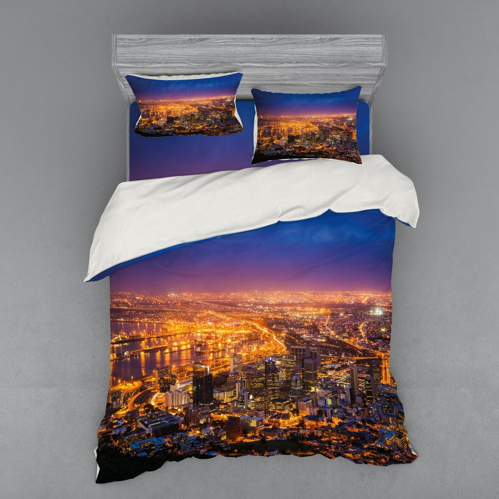 City Duvet Cover Set, Cape Town Panorama at Dawn South Africa Coastline