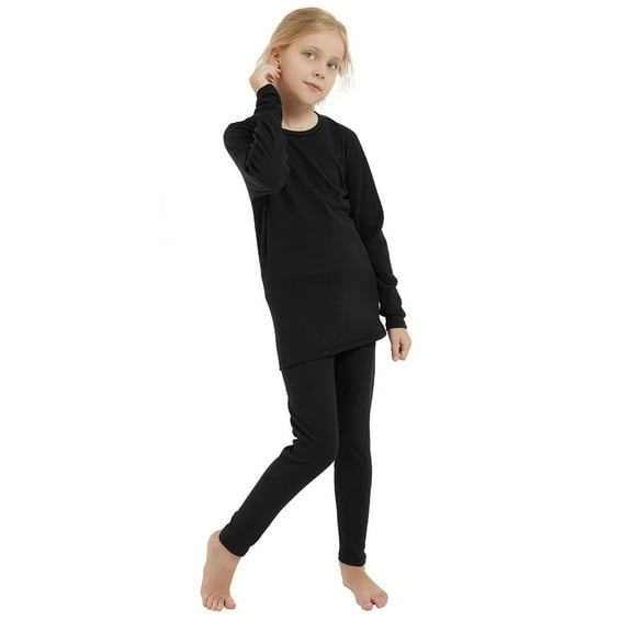 Mikrdoo Girls’ Thermal Underwear Set – 2 Piece Double-Sided Velvet Top and Long Johns (7-14)