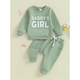 thumbnail image 2 of Bagilaanoe 2PCS Toddler Baby Girl Pants Set Letter Print Long Sleeve Sweatshirt Tops + Sweatpants 3M 6M 12M 18M 24M 3T Kids Casual Sweatsuits, 2 of 9