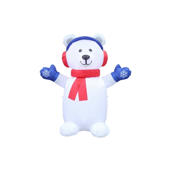 4 ft Baby Polar Bear Christmas Airblown Yard Inflatable, White, by Holiday Time