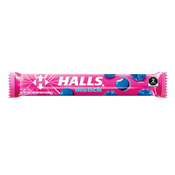 Caramelo macizo Halls Monch frambuesa de 16.8 g