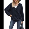 thumbnail image 2 of Sudadera con Capucha y Cremallera para Mujer, de Larga, Informal, de Gran Tamaño, con Bolsillos. Azul Marino L, 2 of 10