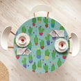 thumbnail image 4 of Ambesonne Tropical Emoji Fitted Round Tablecloth, Cactus Hearts Flower, 36"- 40" Diameter, Fern Green Mustard, 4 of 5