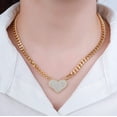 thumbnail image 3 of Giorgio Bergamo Gold Plated Micro Pave Heart, CZ Cubic Zirconia Cuban Link Necklace, Gold, 3 of 6
