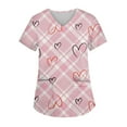 thumbnail image 2 of Printed Scrub Top Womens,Plus Size Women's V-Neck Valentine's Day Print Short Sleeve Side-Slit Scrub Tops with Pockets - Vermilion - XXL, 2 of 5