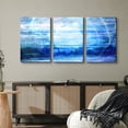 thumbnail image 2 of wall26 Canvas Print Wall Art Set Wavy Blue Gradient Paint Stroke Display Abstract Shapes Illustrations Modern Art Minimalist Colorful for Living Room, Bedroom, Office - 16"x24"x3 Panels, 2 of 5