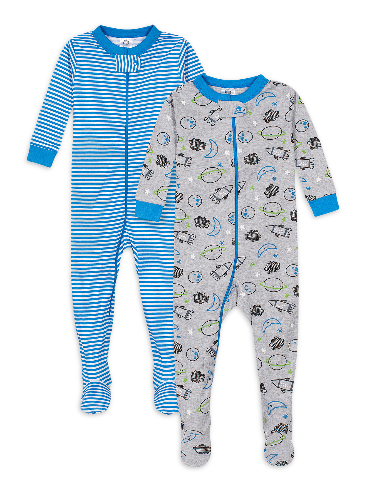 Gerber Baby Boy & Toddler Boy Snug Fit Footed Cotton Pajamas, 2Pack