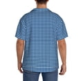 thumbnail image 5 of KLL Blue Gingham Print Men's Shirt Short Sleeve Button Down Summer Cuba Beach Shirts- Small, 5 of 7