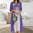 thumbnail image 2 of Vestido sin mangas con cuello redondo y estampado floral informal para mujer Conjunto de dos piezas de abrigo sólido Pompotops ghjkhdj1877, 2 of 6
