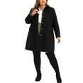 thumbnail image 2 of Agnes Orinda Women's Plus Size Peter Pan Collar Coat Solid Single Breasted Long Fall Winter Outerwear with Pockets 2X Black, 2 of 7