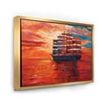 thumbnail image 3 of Designart 'Frigat During Red Evening Glow On The Ocean Horizon' Nautical & Coastal Framed Canvas Wall Art Print, 3 of 5
