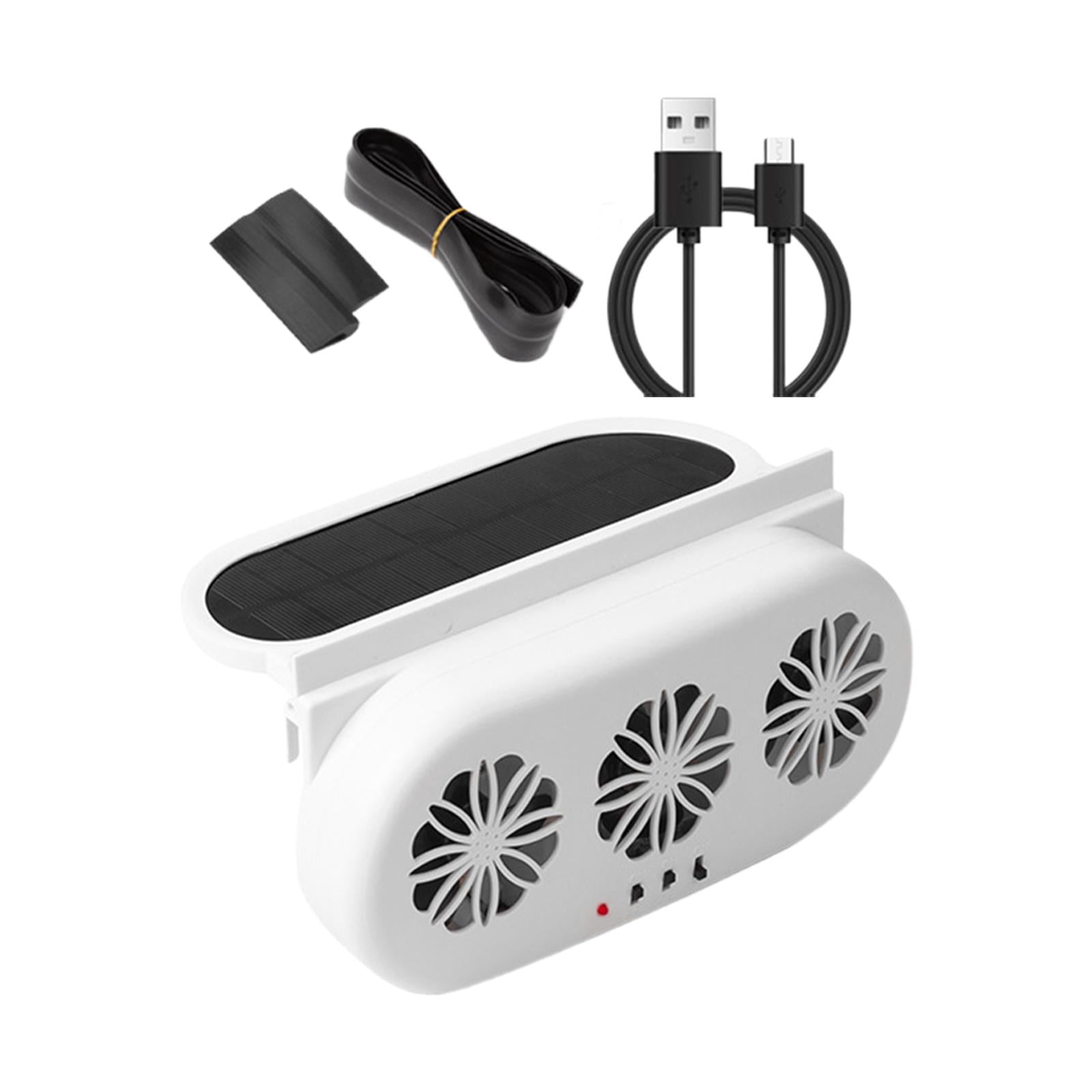 Baoblaze Car Solar Powered Window Exhaust Fan Portable Fan Vehicle Cooling Fan White