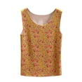 thumbnail image 4 of Tnhcen Women's Fleece Lined Tank Top Floral Print Thermal Underwear Sleeveless Round Neck Seamless Brushed Pajamas Warm Winter Base Layer Top M-2XL, 4 of 4