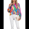 thumbnail image 2 of Blusas Bohemias con Cuello en V y Mangas Farol para Mujer 2025 Flores de Hojas L, 2 of 10