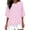 Pink, variant on 3/4 Length Sleeve Womens Tops 2026 Trendy Casual Cotton Linen Crewneck Basic Plain Tshirt Womens Blouses