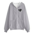 thumbnail image 2 of UJNDER Women's Printed Zip Up Hoodies for Women Long Sleeve Drawstring Pocket Casual Winter Daily Wear Light Gray L, 2 of 3