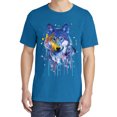 thumbnail image 2 of Wild Bobby, Wolf Painting Splatter, Animal Lover, Garment-Dyed Washed Look Short Sleeve T-Shirt, Cobalt, 2XL, 2 of 3