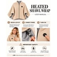 thumbnail image 5 of Wearable Heated Shawl Wraps for Women, 2027 New USB Blanket Shawl with Zipper, 3 Heat Settings, Soft Fleece Lining, Washable Heated Poncho for Home, Office, Travel and Winter Gift, 5 of 8
