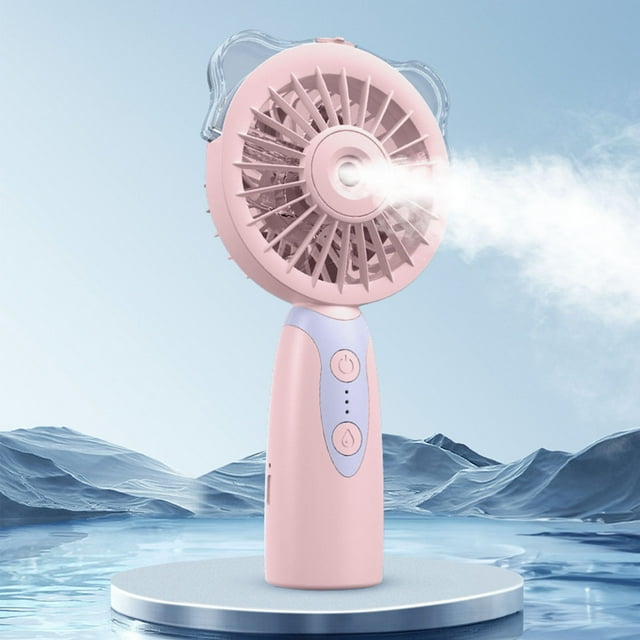 Mini ventilador de mano con rociador de agua | Ventilador portátil de 3 velocidades para viajes al aire libre y verano | Batería recargable de 2000 mAh | Material ABS | Incluye cable USB