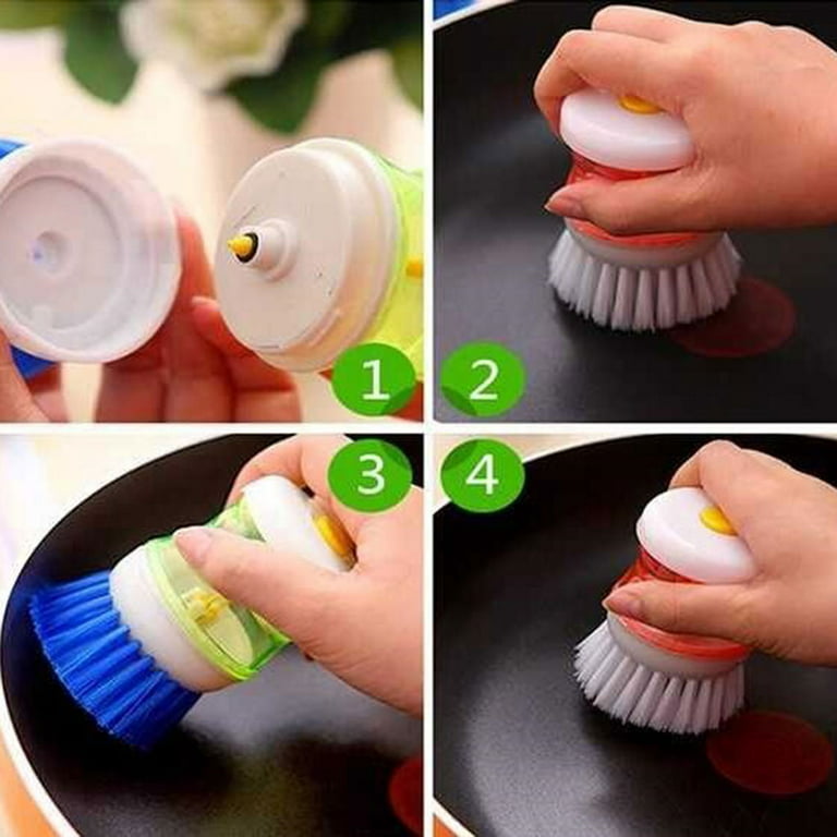 1 PCS Dish Scrubber With Soap DispenserSoap Dispensing Palm Brush