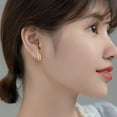 thumbnail image 3 of Solid 925 Sterling Silver Bar Open Hoop Earrings Huggie Studs for Women Teens Bar Half Hoop Earrings Huggie, 3 of 15