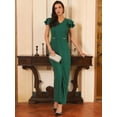 thumbnail image 3 of DARING DIVA Women's Formal Ruffled Sleeve Wide Legs Jumpsuits L Dark Green, 3 of 6