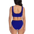 thumbnail image 3 of Kdxio Navy Print Women's 2 Piece High Waisted Wrap Spaghetti Strap Summer Swimsuit Bikini Set-Small, 3 of 7
