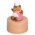 thumbnail image 3 of Mini caja de música tallada a mano, figura musical giratoria de madera, adorno con base redonda, abuela lobo, 3 of 5
