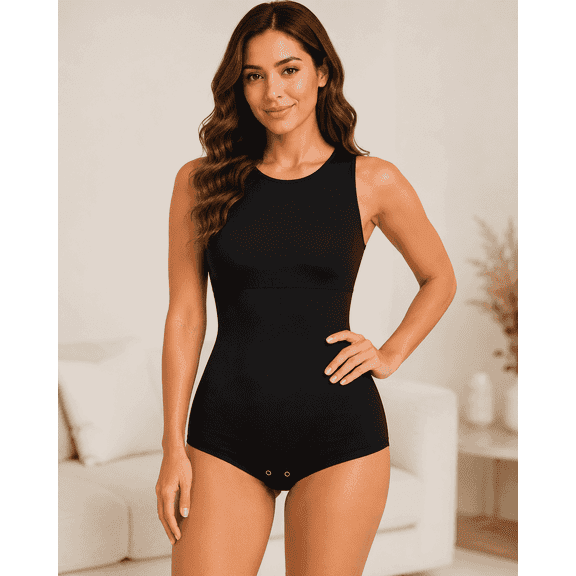 BONPRI Women's Seamless Tummy Control Shapewear Bodysuit, Black