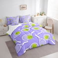 thumbnail image 2 of Manfei Sport Themd Queen Bedding,Ball Games Bedding Comforter Set Queen For Girls,Purple Mixed Shade,Reversible,7pcs, 2 of 8