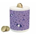 thumbnail image 1 of Unicorn Party Piggy Bank, Teenage Style Stars and Hearts Purple Toned Background, Ceramic Coin Bank Money Box for Cash Saving, 3.6" X 3.2", Violet Blue Lavender, by Ambesonne, 1 of 4