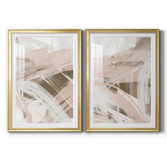 Wexford Home Earthtone Swipe I Premium Framed Print, 30.5" x 42.5" - Ready to Hang, Gold (Set of 2)