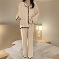 thumbnail image 2 of LIaqionyy Women's Pajama Sets 2 Piece Lounge Sets Long Sleeve Loose Sleepwear Top and Pants Oversized Comfy Pjs Loungewear, 2 of 7