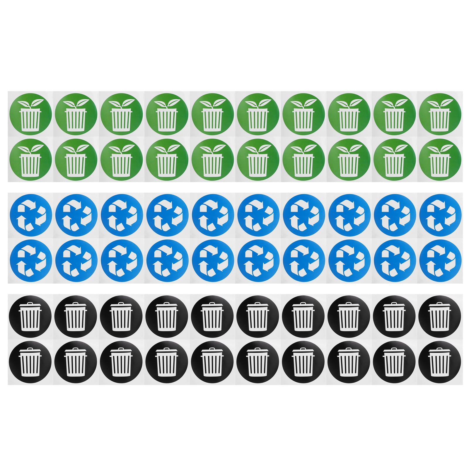 6 Autocollants Recyclage Pour Poubelle - 5 Pouces En Vinyle Bleu Et Noir - Neuf