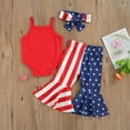 thumbnail image 4 of Aunavey Infant Baby Girl 4th of July Outfits Romper Flare Pants Bell-Bottom Leggings 2Piece Set, 4 of 6