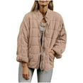 thumbnail image 2 of Women's Long Sleeve Zipper Gilet Coat Parka Vest Tops Blouses Jackets Solid Color Casual Streetwear Travel Fashion Essential Gift for Women | Sopatenor,Khaki XL, 2 of 9