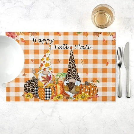 

Halloween Placemat for Dining Table Pumpkin Drink Coasters Kitchen Decor