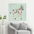 thumbnail image 2 of Wynwood Studio 'Zebra Trot' Animals Wall Art Canvas Print - Green, White, 12" x 12", 2 of 2