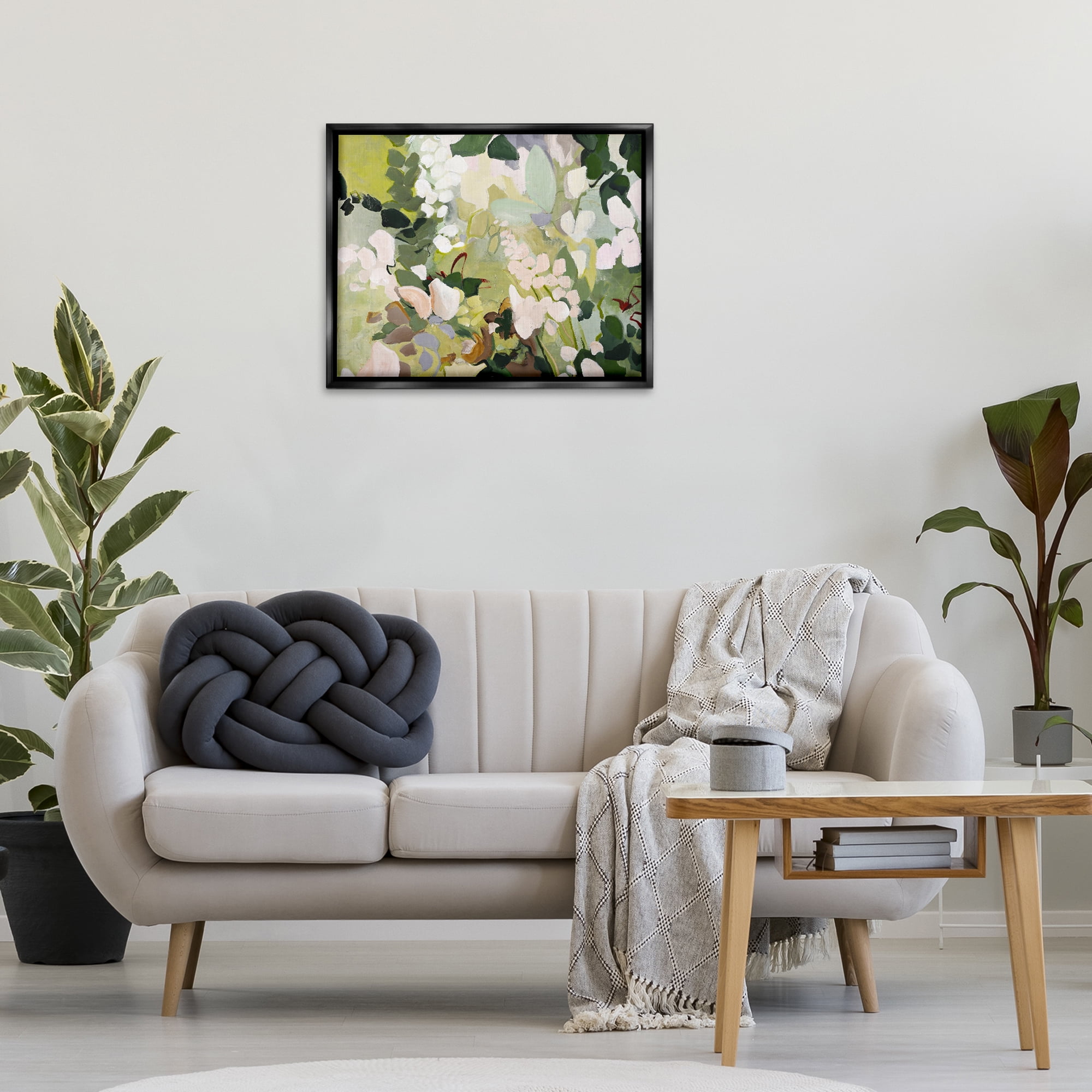 Stupell Industries Modern Botanical Impressions Plants & Flowers Painting Black Floater Framed Canvas Art Print Wall Art, 31 x 25