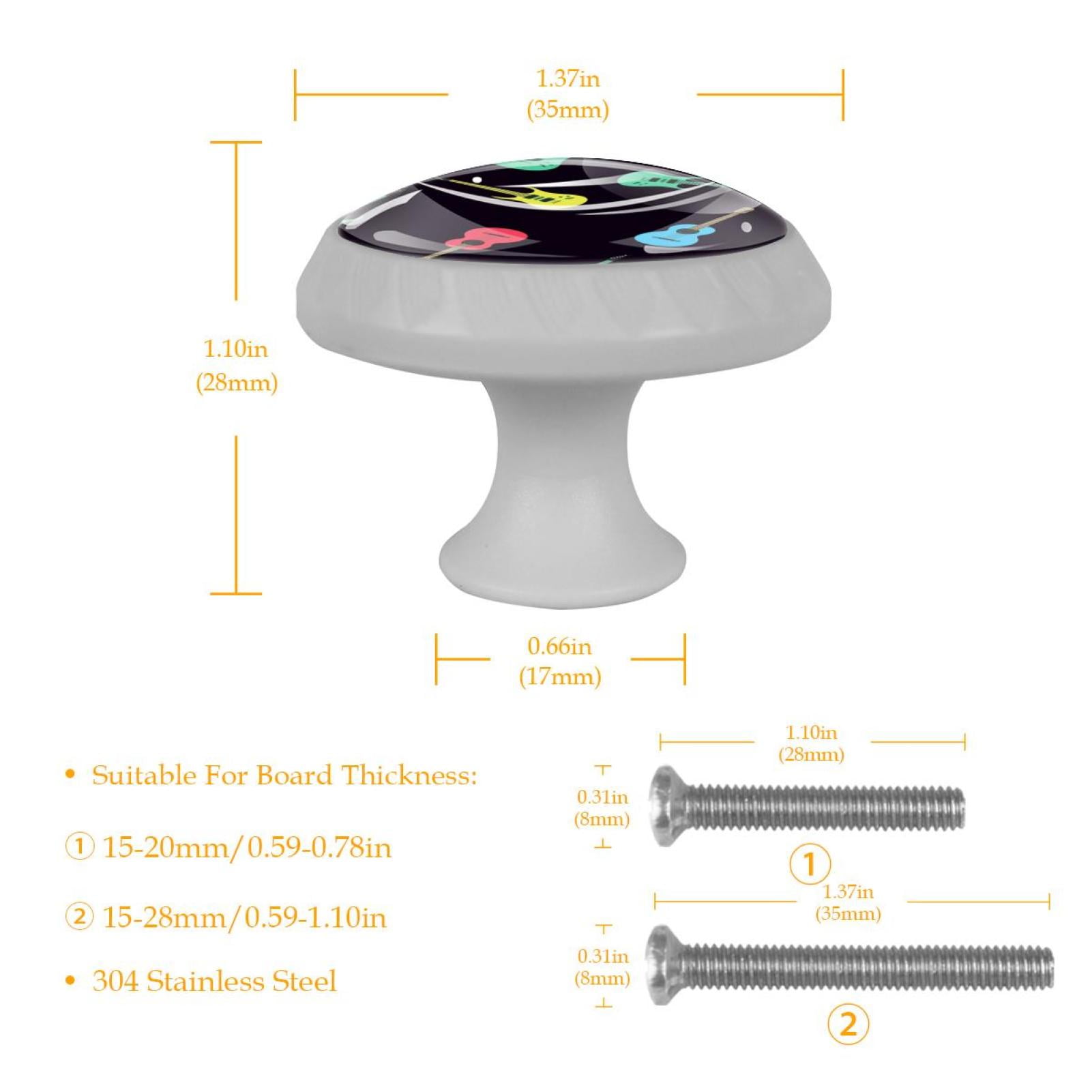 4PCS Round Acoustic Guitars Music Cabinet Fluorescence Knob Glowing in the Dark Furniture Drawer Pulls Handle with Screws