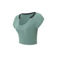 thumbnail image 4 of Franhais Women Summer Causual T-shirt, Short Sleeve U Neck Contrast Color Crop Top, 4 of 9