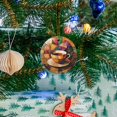 thumbnail image 5 of Funny Christmas Ornament,Geometric - Styled Coffee Cup,Xmas Round Ceramic Pendant, 5 of 6