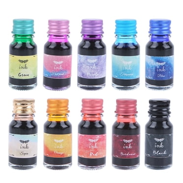 YROHGKPN 10 Colors Dip Pen Ink Set Fountain Pen Ink Non-Carbon Colored Ink for Drawing