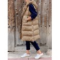 thumbnail image 1 of Chaqueta larga con capucha y relleno de algodón de color liso, chaleco informal de moda, abrigo sin mangas de un solo pecho para mujer, 1 of 1