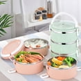 thumbnail image 3 of YIHNDIS Lille Home Stackable Stainless Steel Thermal Compartment Lunch Snack Box, 3-Tier Insulated Bento Food Container with Lunch Bag, Cutlery Set and Three Extra Seals, 3 of 5