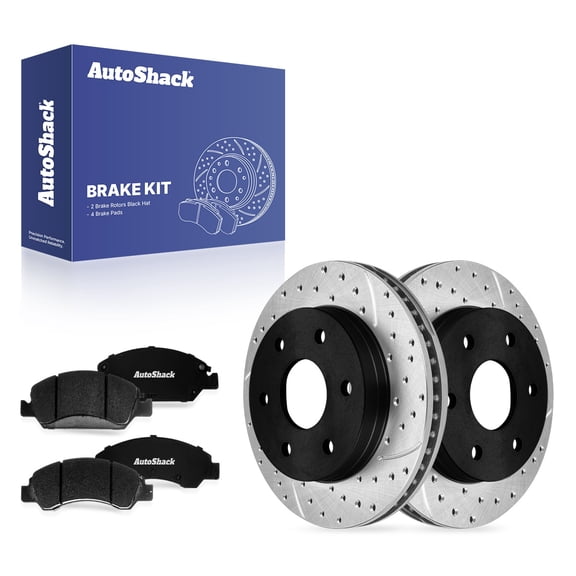 AutoShack Front Vented Drilled & Slotted E-Coated Brake Rotors   Ceramic Pads 6-PC Brake Kit Replacement for 2007 GMC Sierra 1500 Classic 2005-2006 GMC Sierra 1500 ShadowGuard 11.99" (304.6 mm)