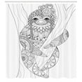 thumbnail image 3 of Ambesonne Sloth Shower Curtain, Animal Floral Detail, 69"Wx70"L, Black White, 3 of 3